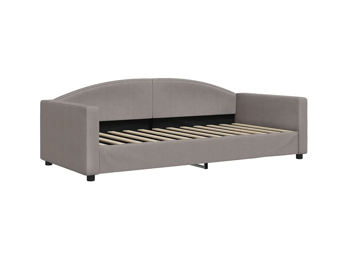 Lit de jour avec gigogne et tiroirs taupe 90x200 cm tissu