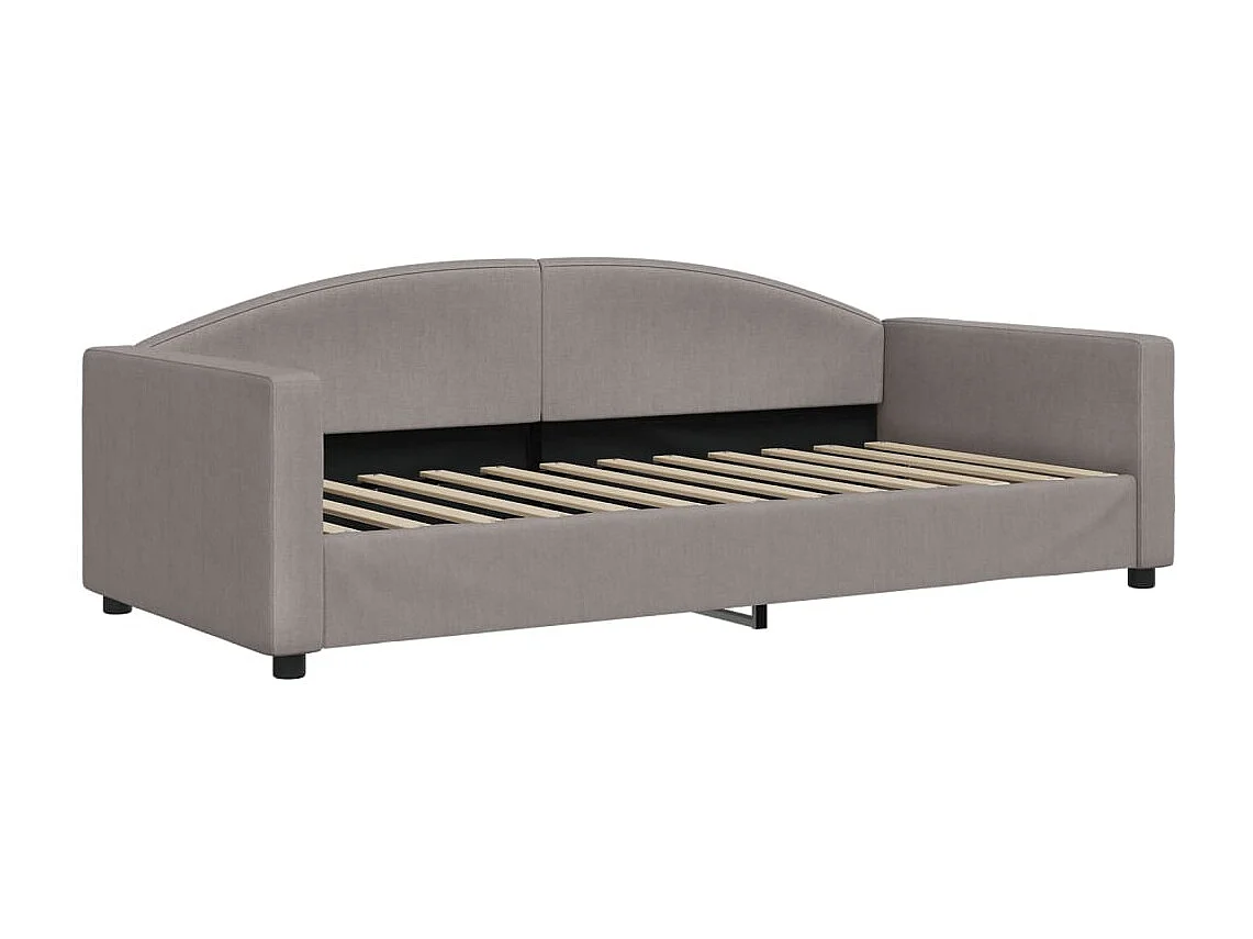 Lit de jour avec gigogne et tiroirs taupe 90x200 cm tissu