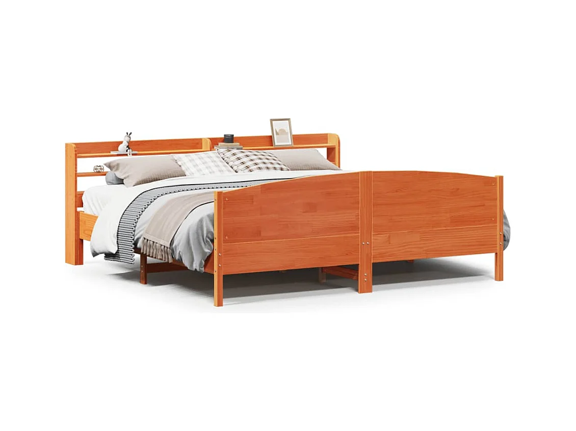 Cadre de lit sans matelas cire marron 180x200cm bois pin massif