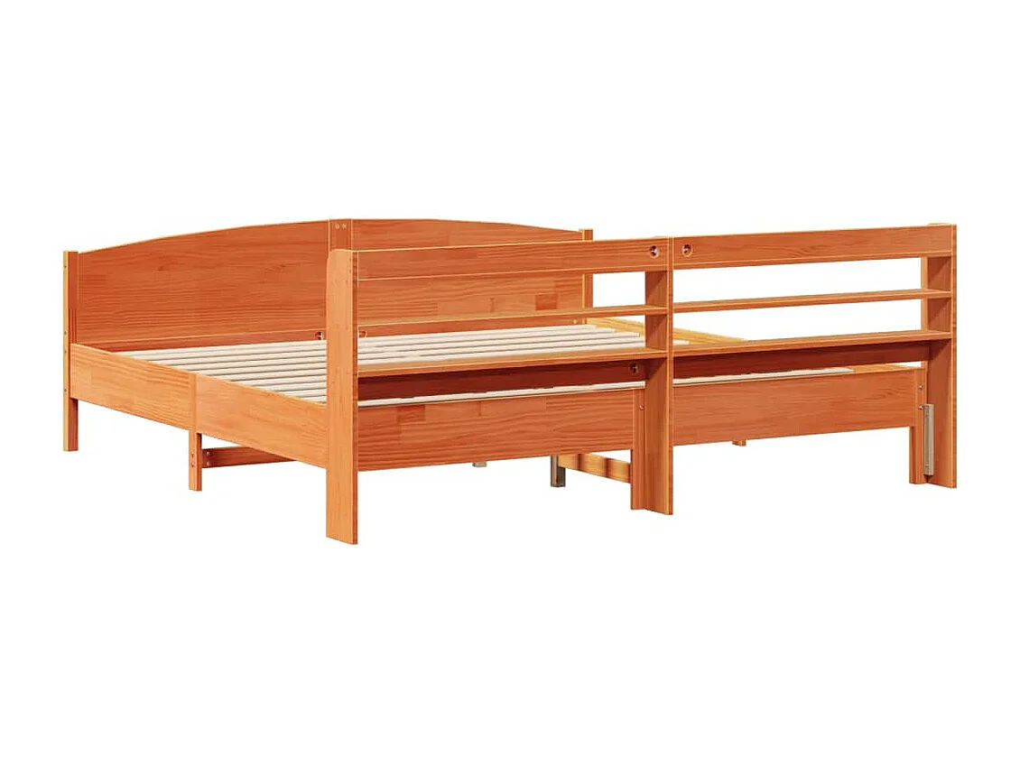 Massivholzbett ohne Matratze Wachsbraun 180x200 Kiefernholz