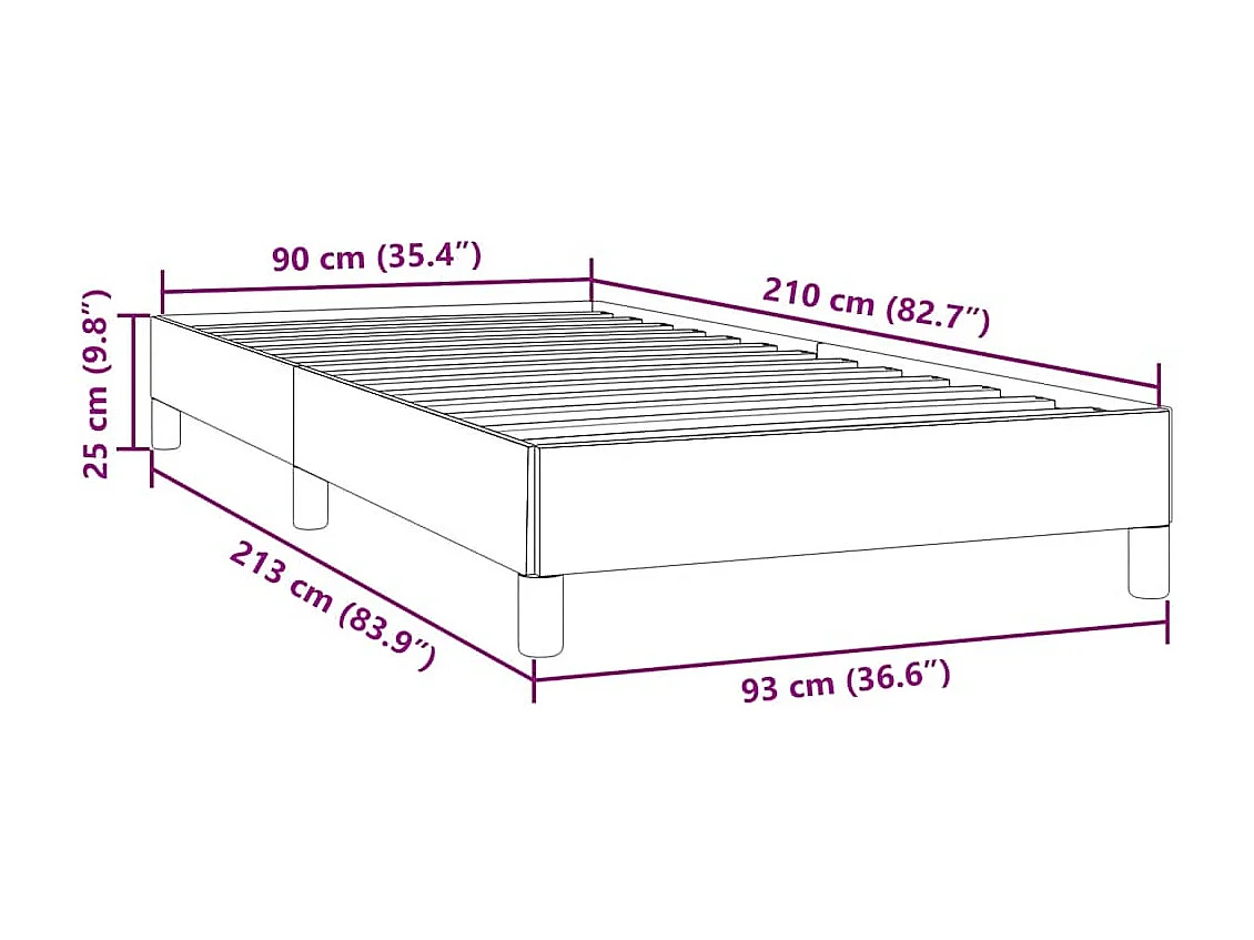 Sommier à lattes de lit sans matelas gris clair 90x210 cm