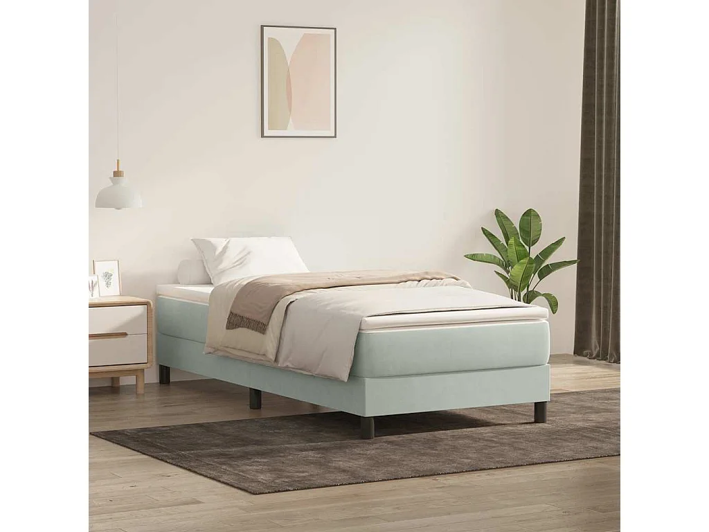 Sommier à lattes de lit sans matelas gris clair 90x210 cm
