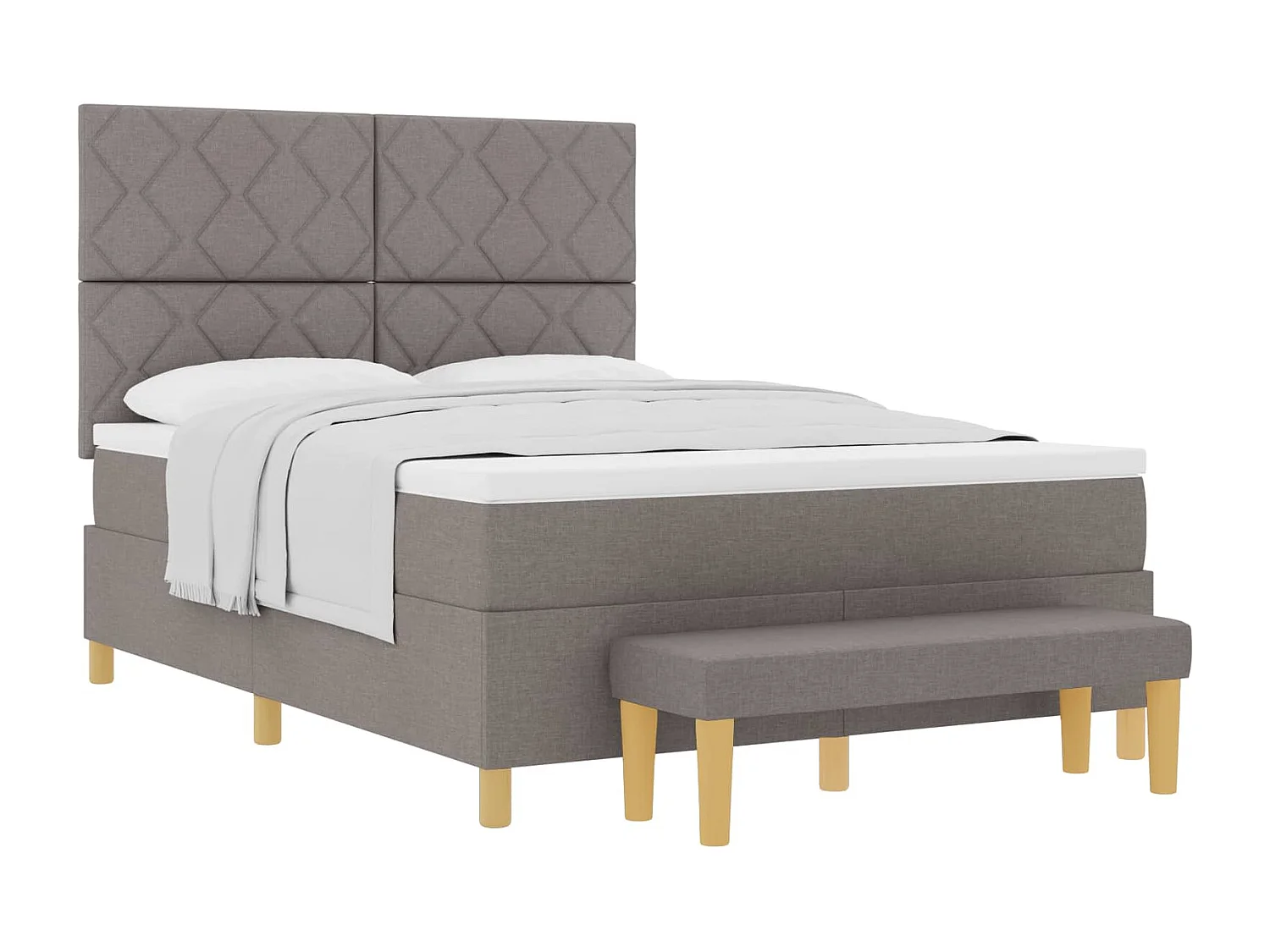 Lit à ressorts avec matelas Taupe 160 x 200 cm tissu