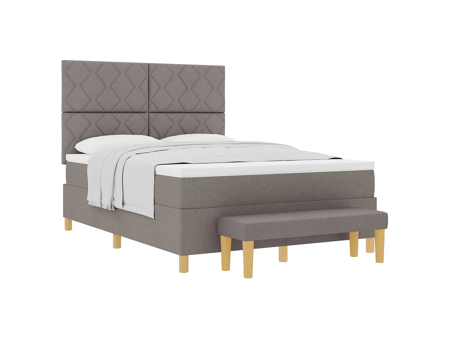Cama tipo Box Spring con cabecera Taupé 200 x 160 cm tela