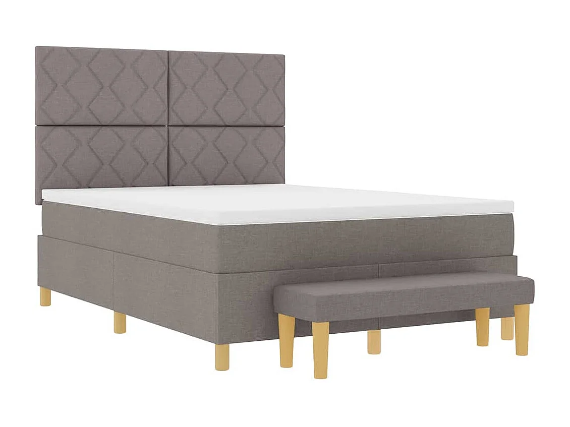 Cama tipo Box Spring con cabecera Taupé 200 x 160 cm tela