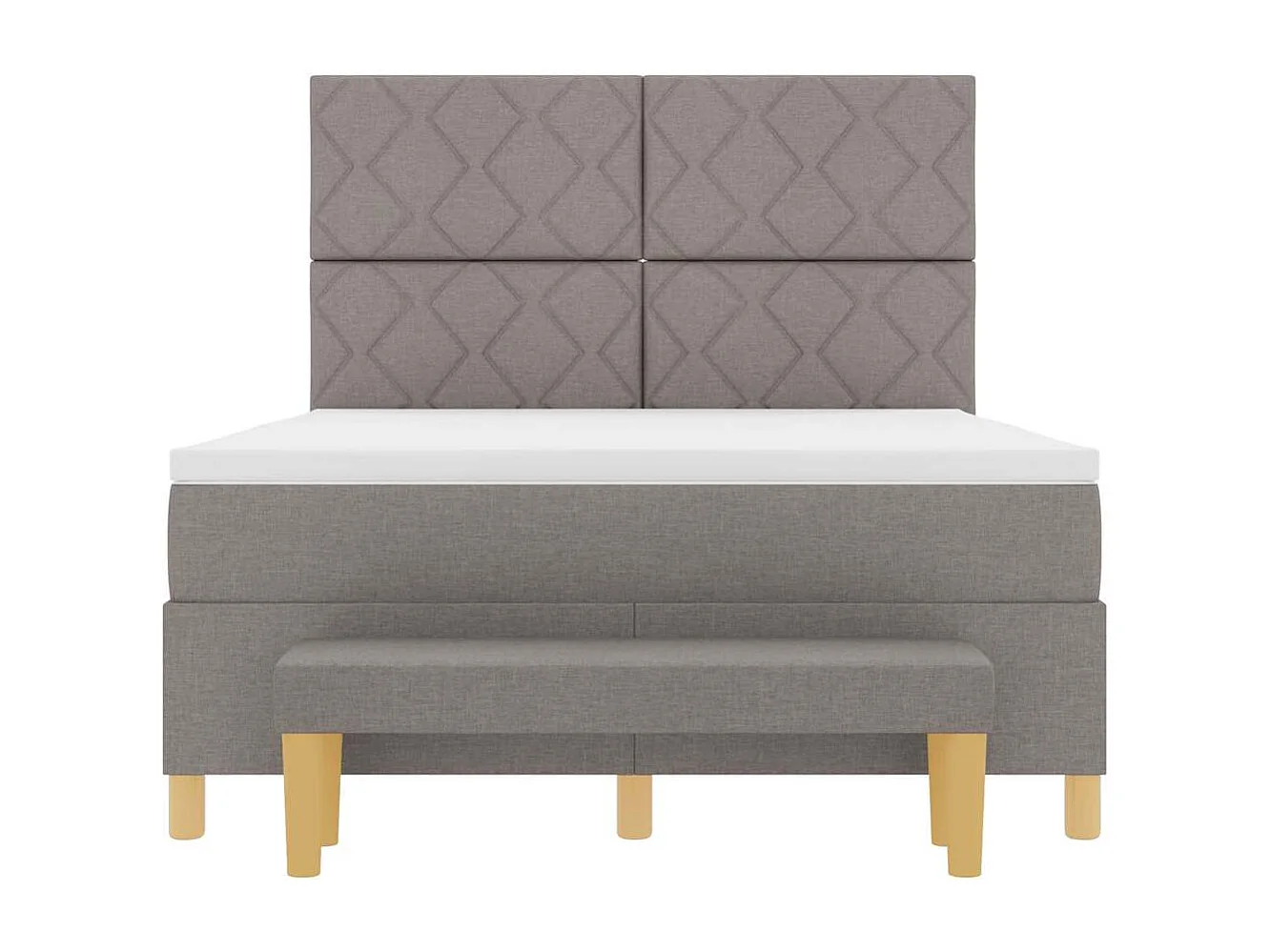 Cama tipo Box Spring con cabecera Taupé 200 x 160 cm tela