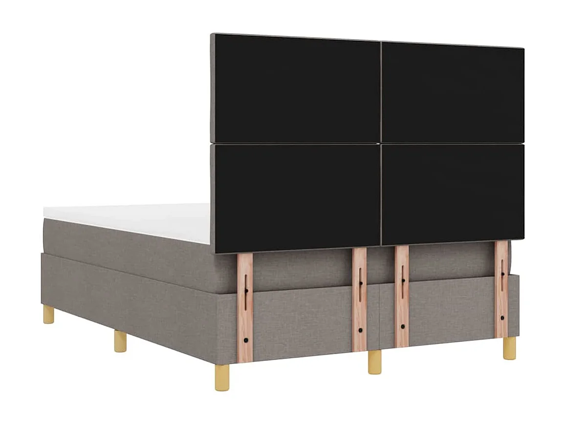 Cama tipo Box Spring con cabecera Taupé 200 x 160 cm tela