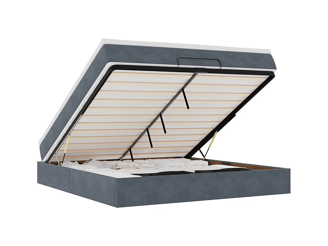 Ottoman-Bett mit Matratze Dunkelgrau 160x200 cm Samt