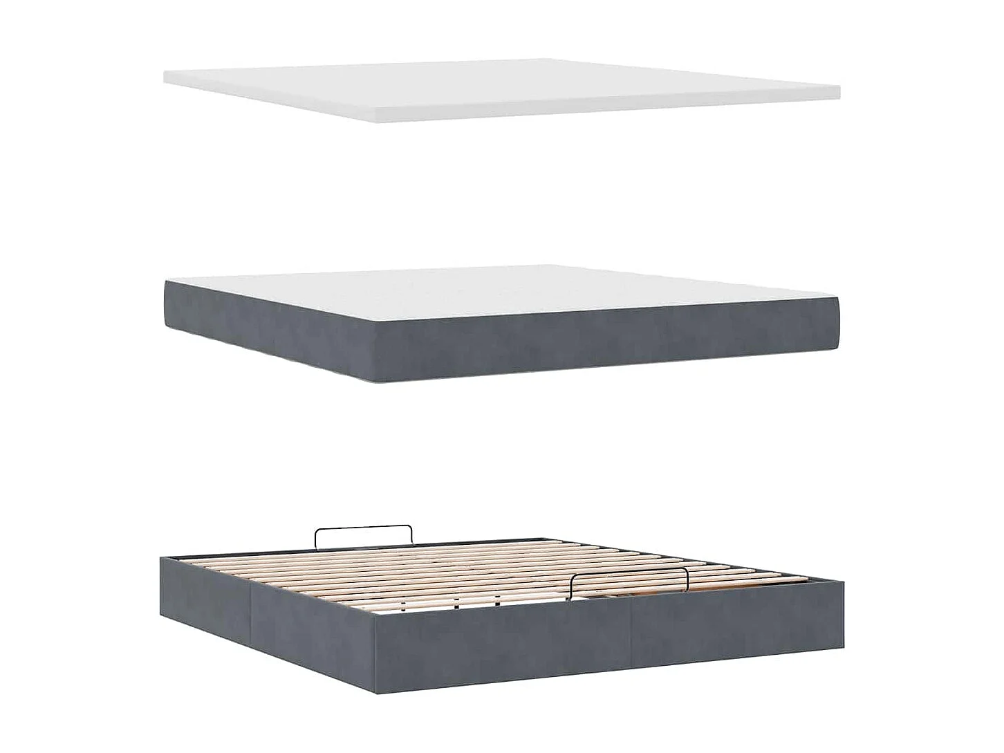 Ottoman-Bett mit Matratze Dunkelgrau 160x200 cm Samt