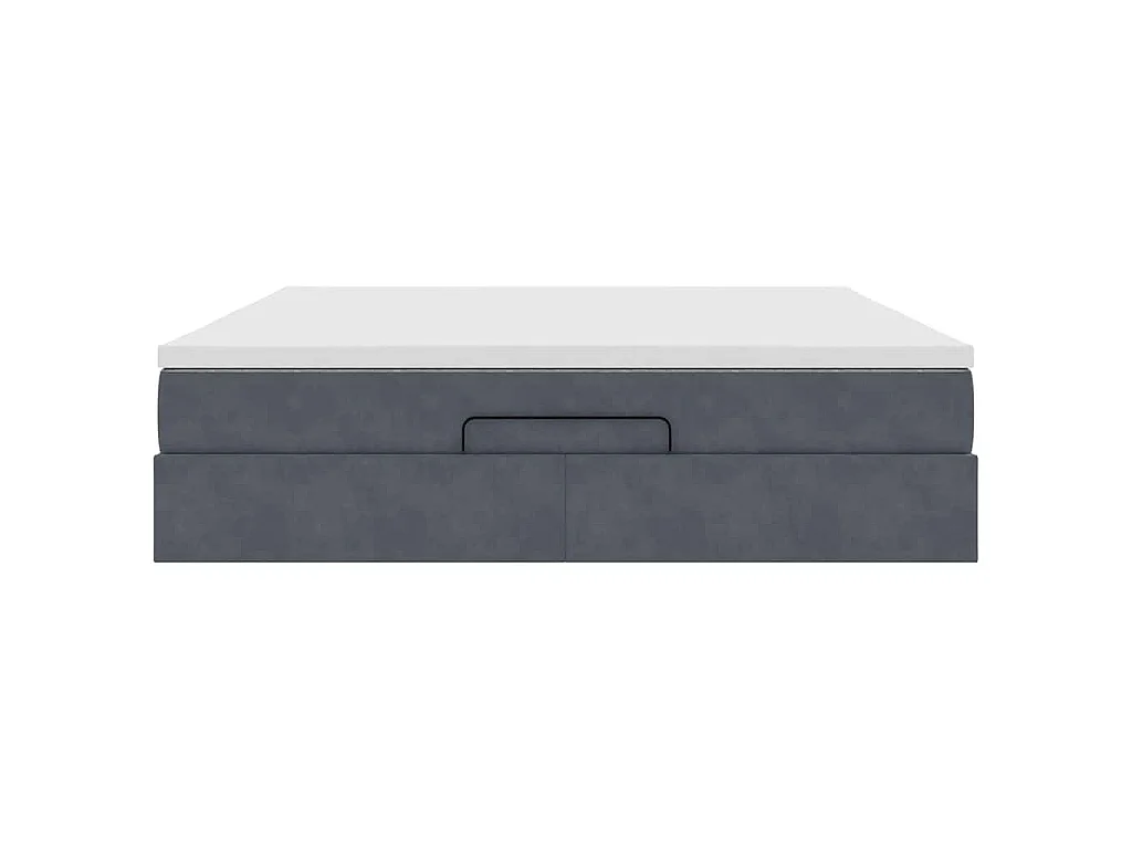 Cadre de lit ottoman avec matelas gris foncé 160x200 cm velours
