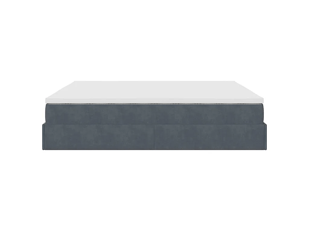 Cadre de lit ottoman avec matelas gris foncé 160x200 cm velours