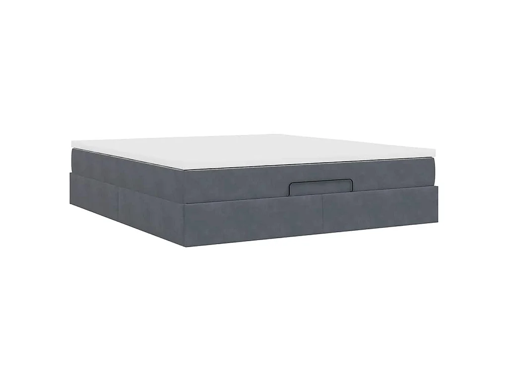 Cadre de lit ottoman avec matelas gris foncé 160x200 cm velours