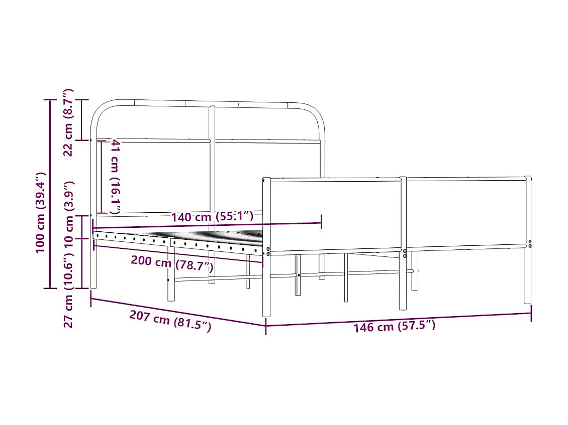 Bettgestell ohne Matratze 140x200 cm Sonoma-Eiche Holzwerkstoff
