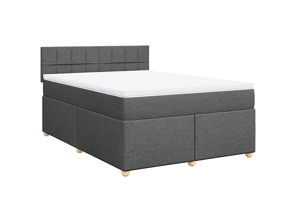 Giroletto a Molle con Materasso Grigio Scuro 140x190 cm Tessuto