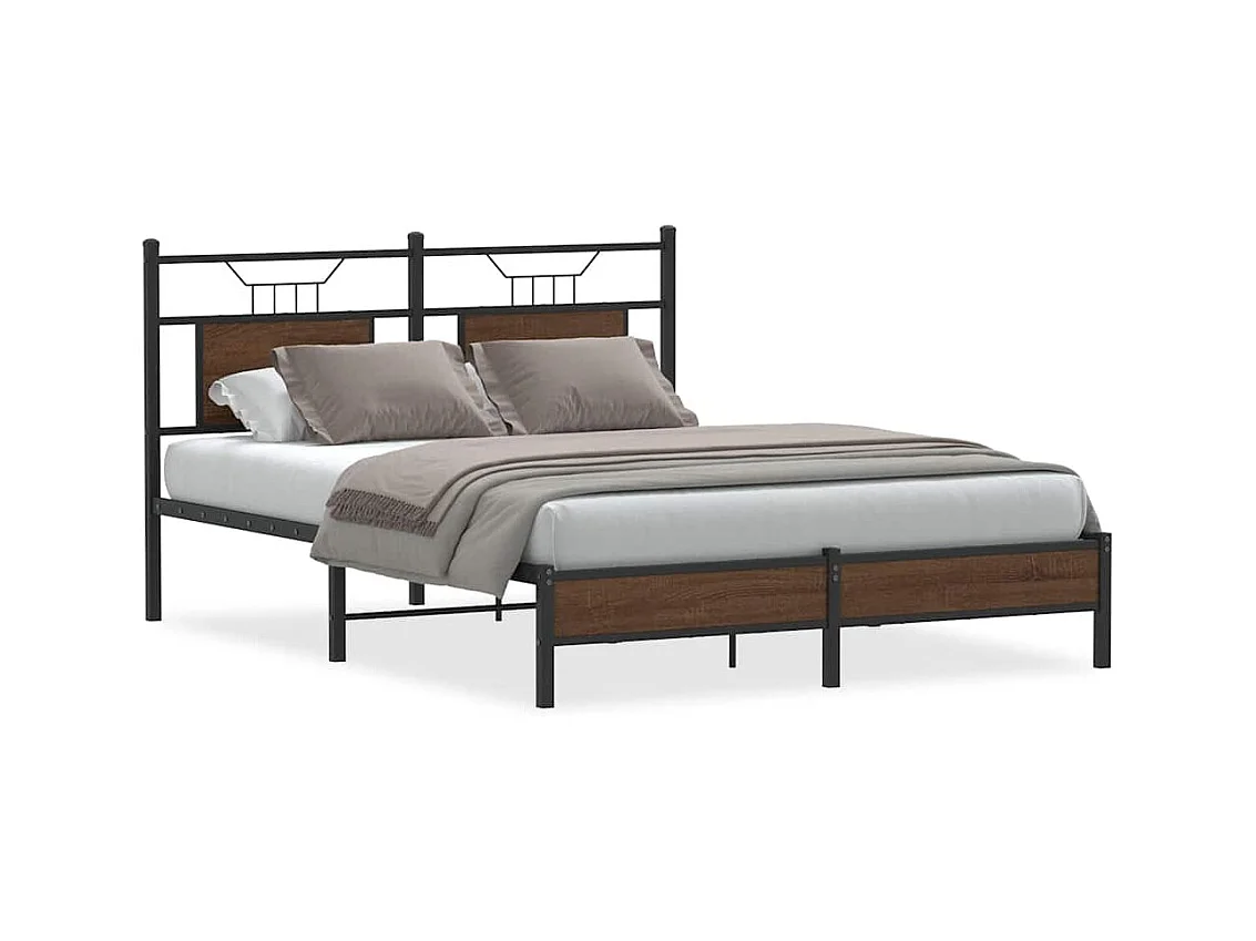 Bettgestell ohne Matratze Braun Eiche 140x190 cm Holzwerkstoff