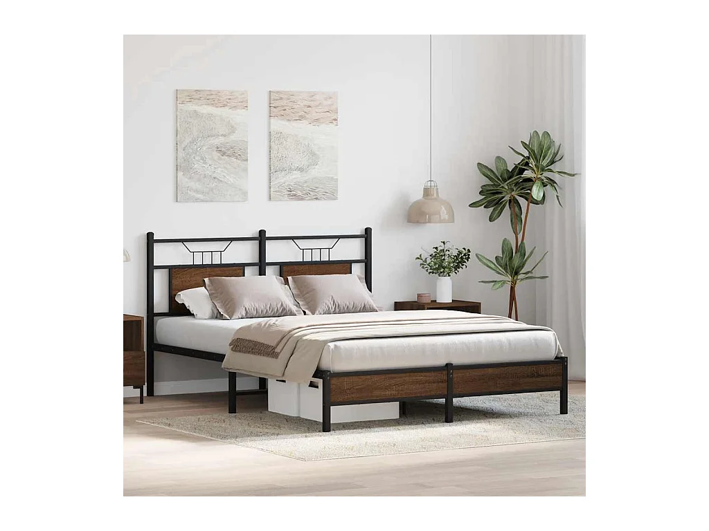 Bettgestell ohne Matratze Braun Eiche 140x190 cm Holzwerkstoff