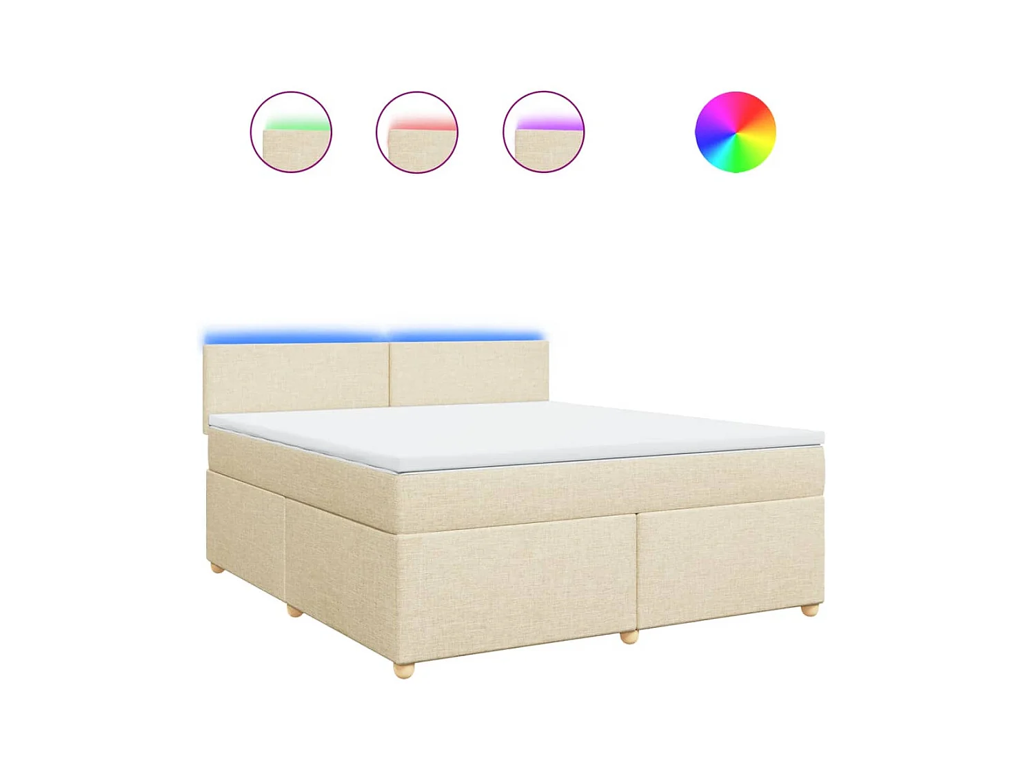 Boxspring met matras stof crèmekleurig 180x200 cm