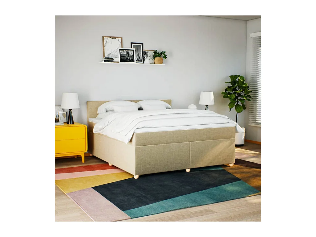 Boxspring met matras stof crèmekleurig 180x200 cm