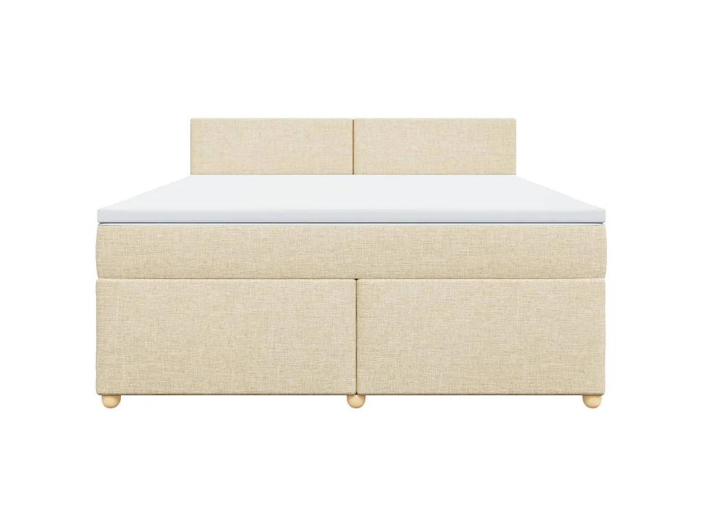 Cama box spring con colchón tela color crema 180x200 cm