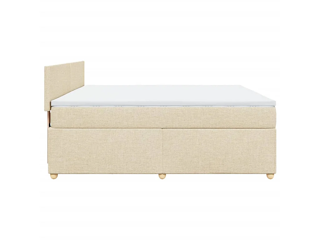 Cama box spring con colchón tela color crema 180x200 cm