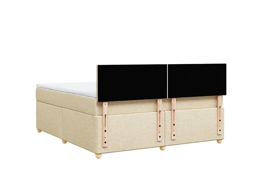 Cama box spring con colchón tela color crema 180x200 cm