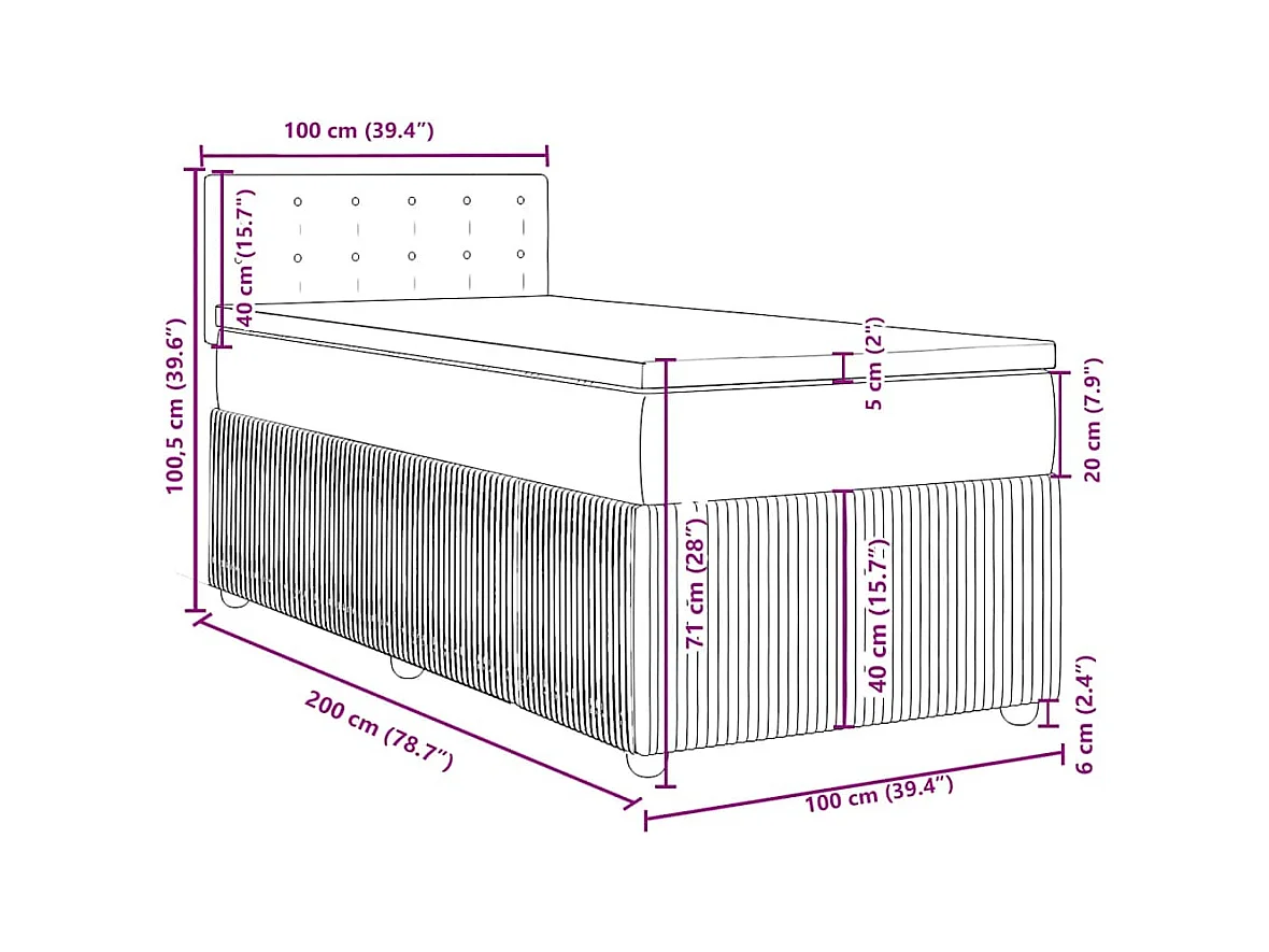 Sommier à lattes de lit avec matelas Gris clair 100x200cm Tissu