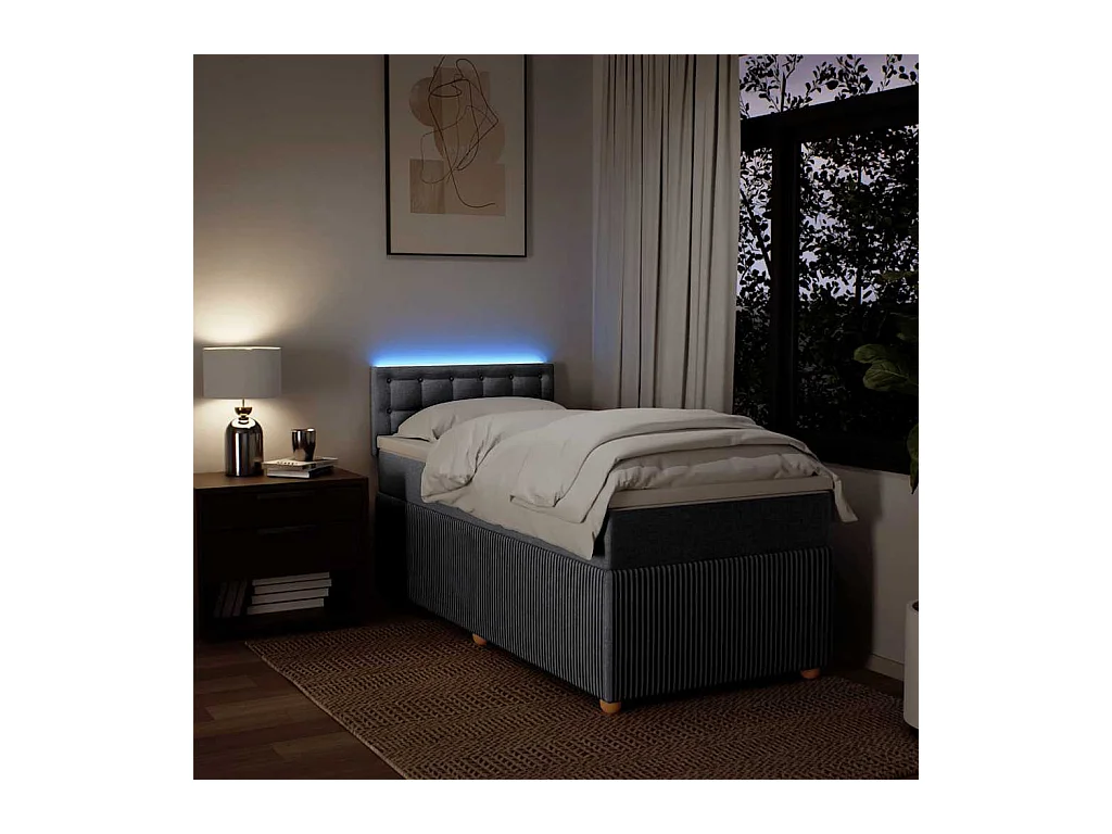 Sommier à lattes de lit avec matelas Gris clair 100x200cm Tissu