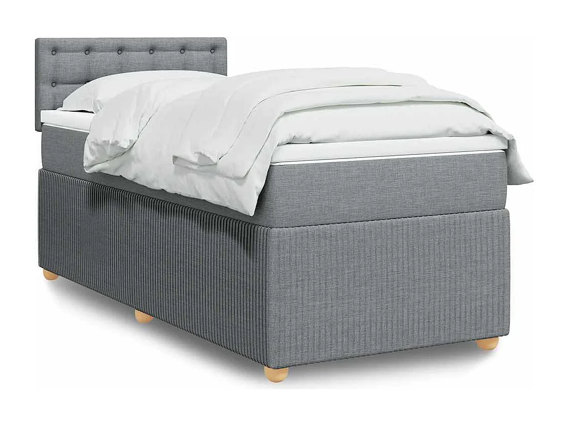 Boxspring met matras stof lichtgrijs 100x200 cm