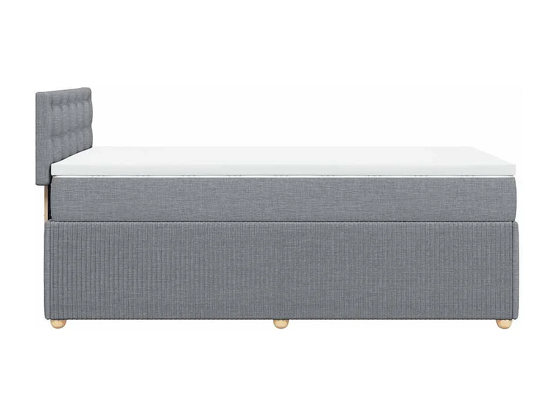 Cama box spring con colchón tela gris claro 100x200 cm