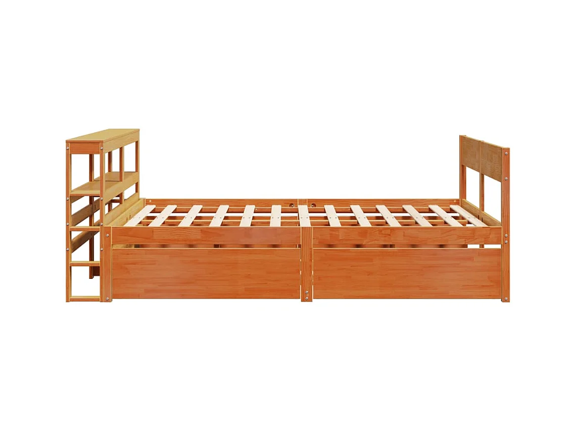 Bedframe zonder matras massief grenenhout wasbruin 140x200 cm