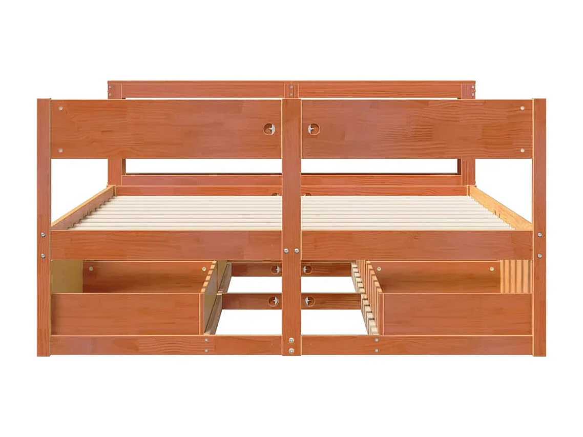 Cadre de lit sans matelas cire marron 140x200cm bois pin massif