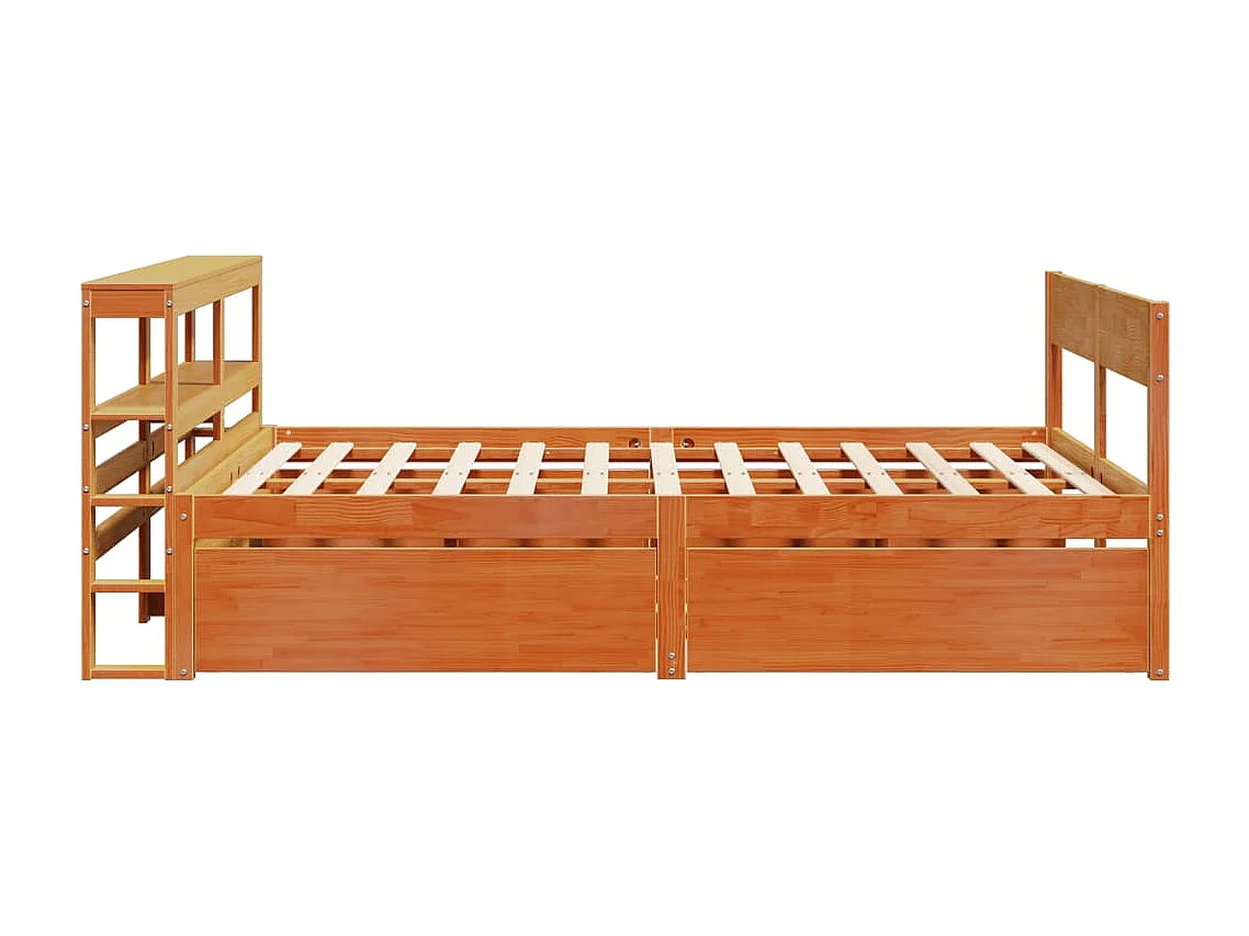 Cadre de lit sans matelas cire marron 140x200cm bois pin massif