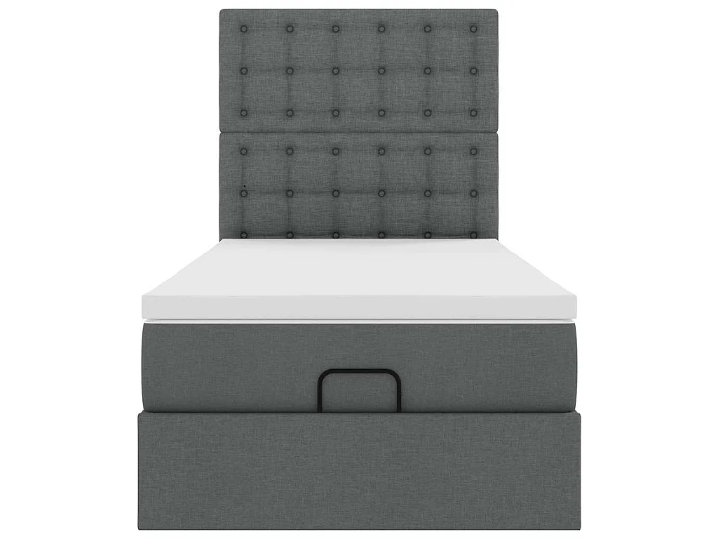 Estrutura cama otomana colchão 90x190 cm tecido cinzento escuro
