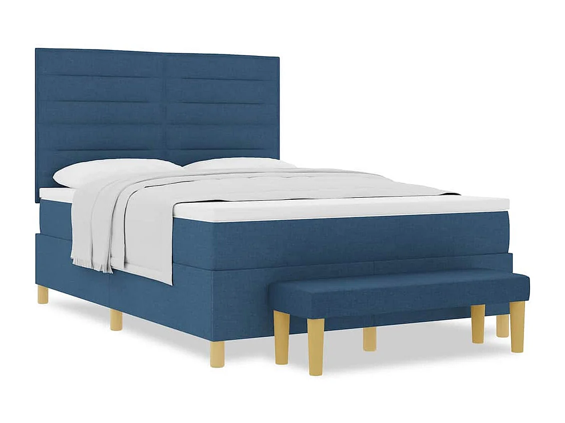 Lit à ressorts avec matelas Bleu 140 x 190 cm tissu