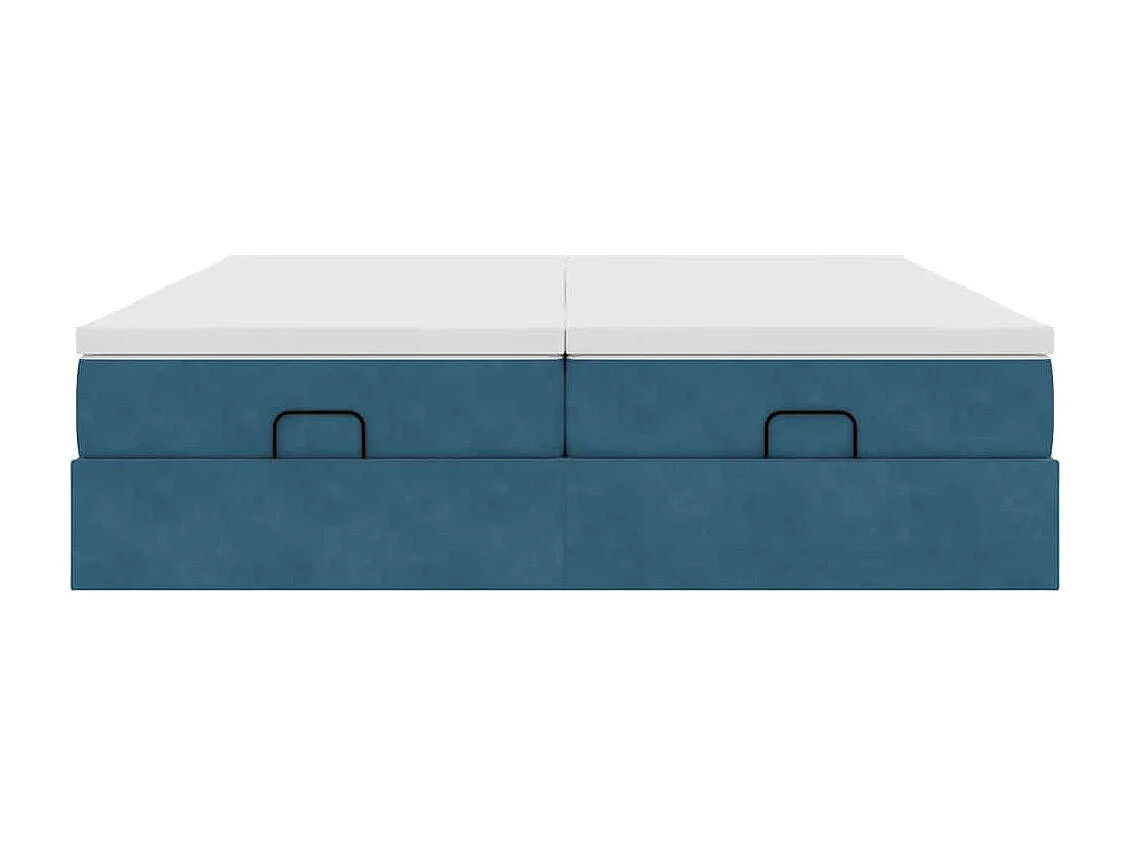 Cadre de lit ottoman avec matelas bleu foncé 180x200 cm velours