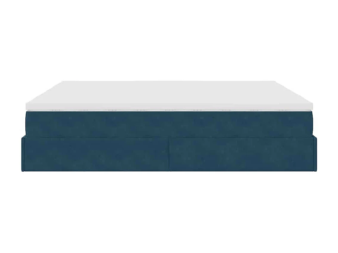Cadre de lit ottoman avec matelas bleu foncé 180x200 cm velours