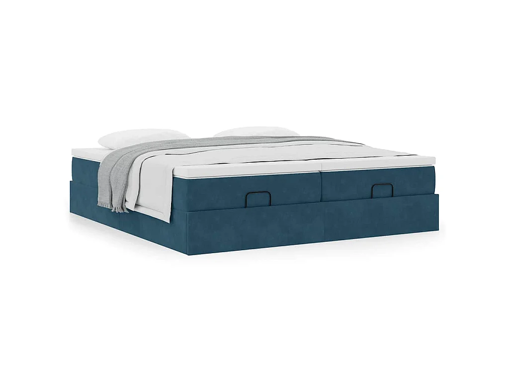 Ottoman-Bett mit Matratzen Dunkelblau 180x200 cm Samt