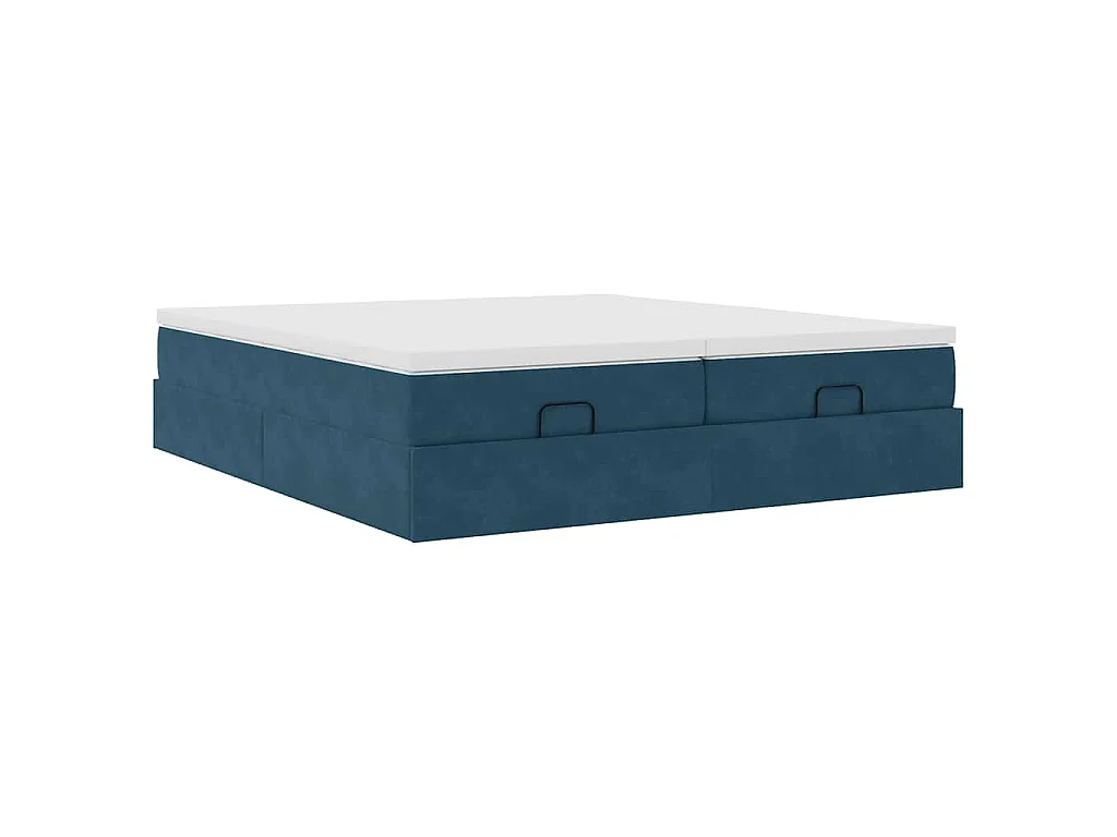 Ottoman-Bett mit Matratzen Dunkelblau 180x200 cm Samt
