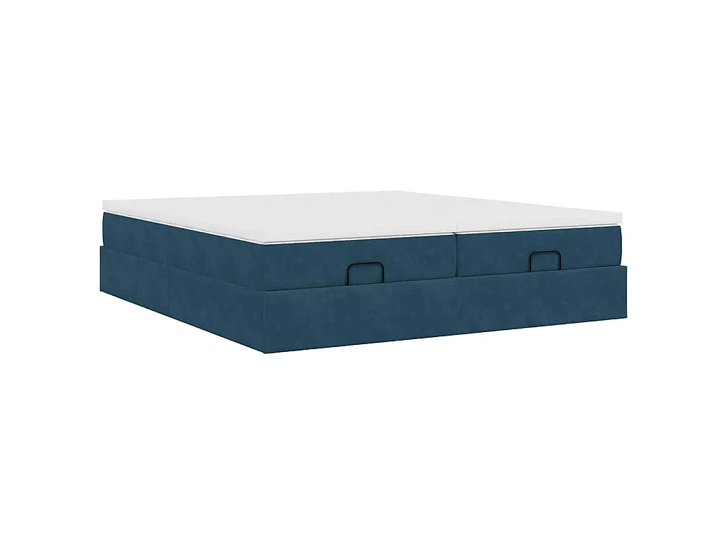 Ottoman-Bett mit Matratzen Dunkelblau 180x200 cm Samt