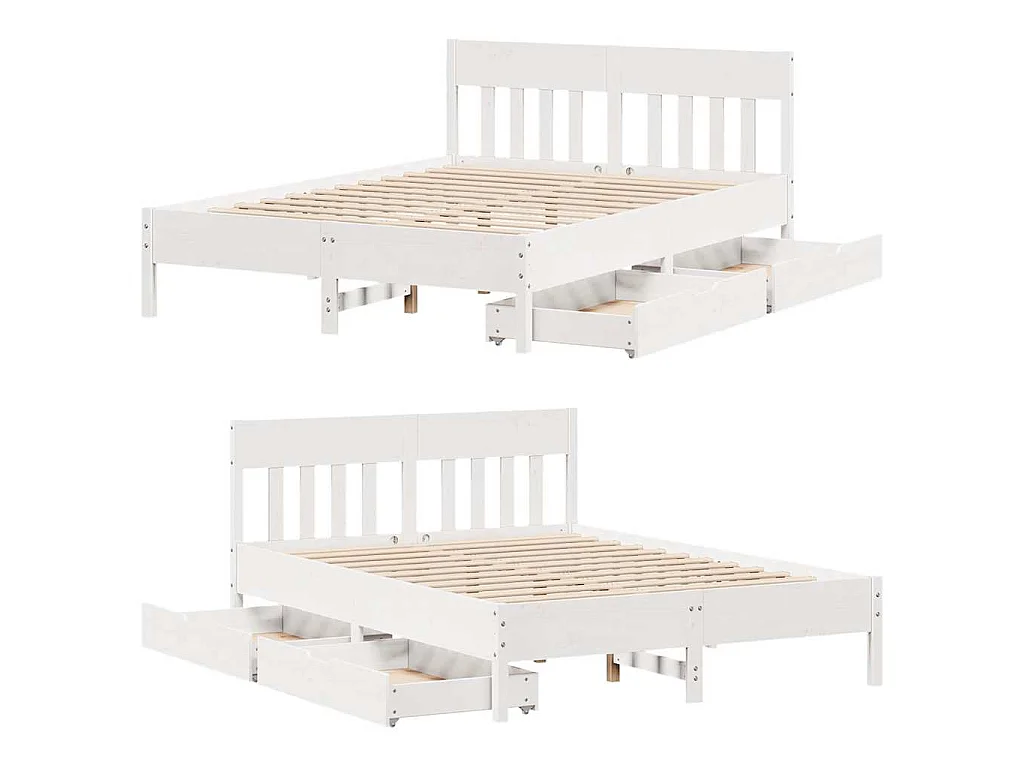 Bedframe zonder matras massief grenenhout wit 160x200 cm