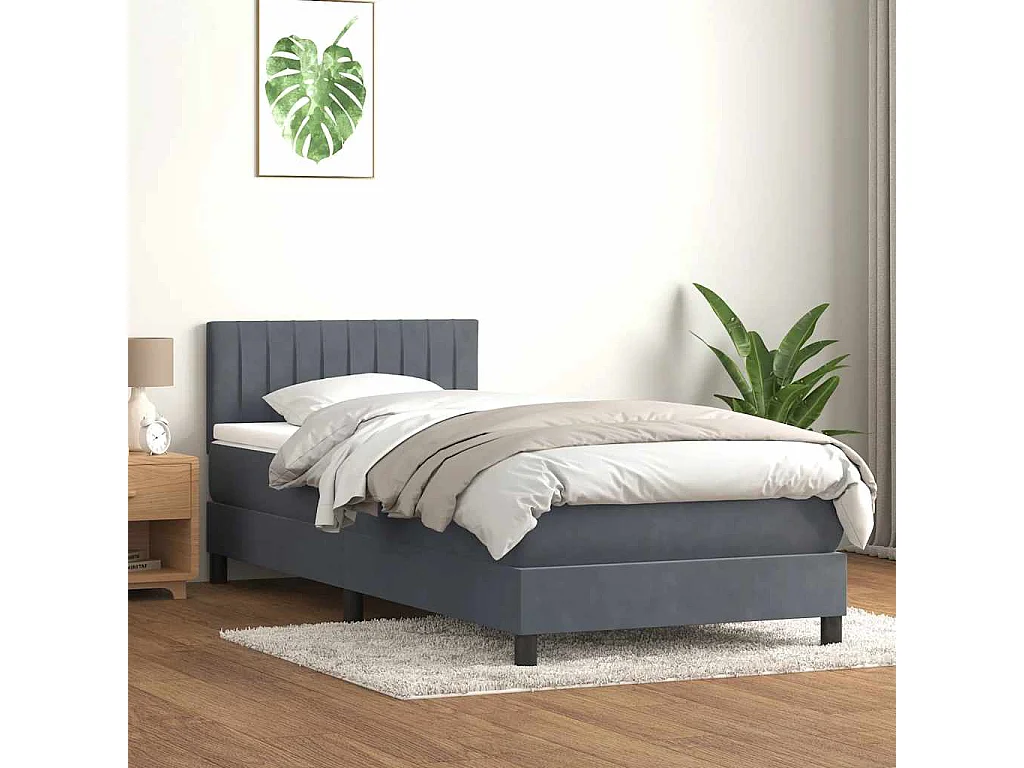 Boxspring met matras en LED fluweel donkergrijs 90x220 cm