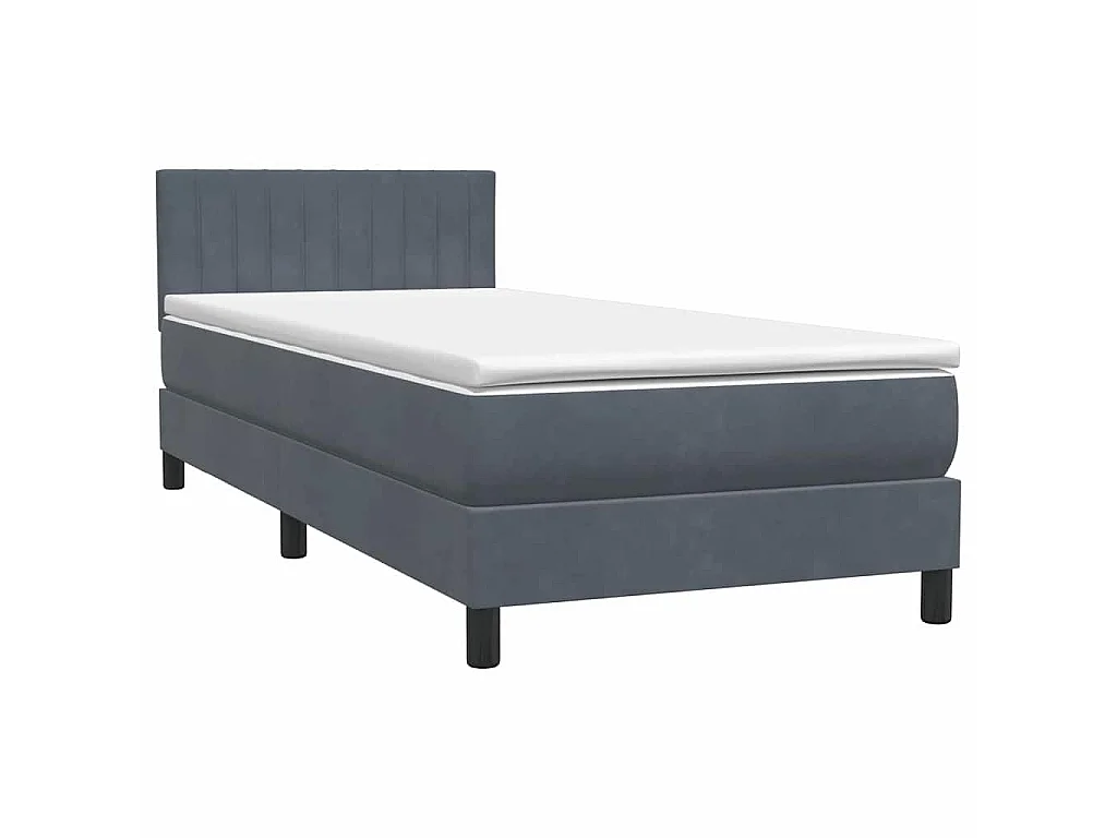 Boxspring met matras en LED fluweel donkergrijs 90x220 cm