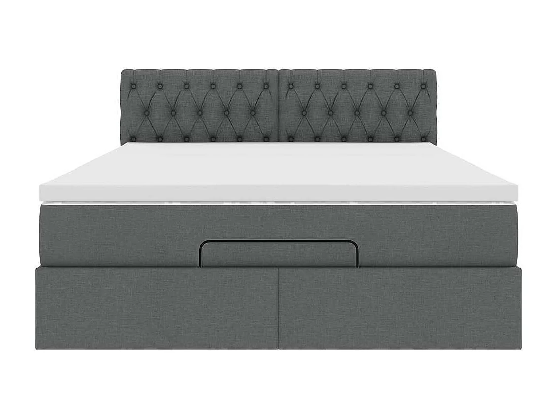 Cama otomana con colchón gris oscuro 140x190 cm tela