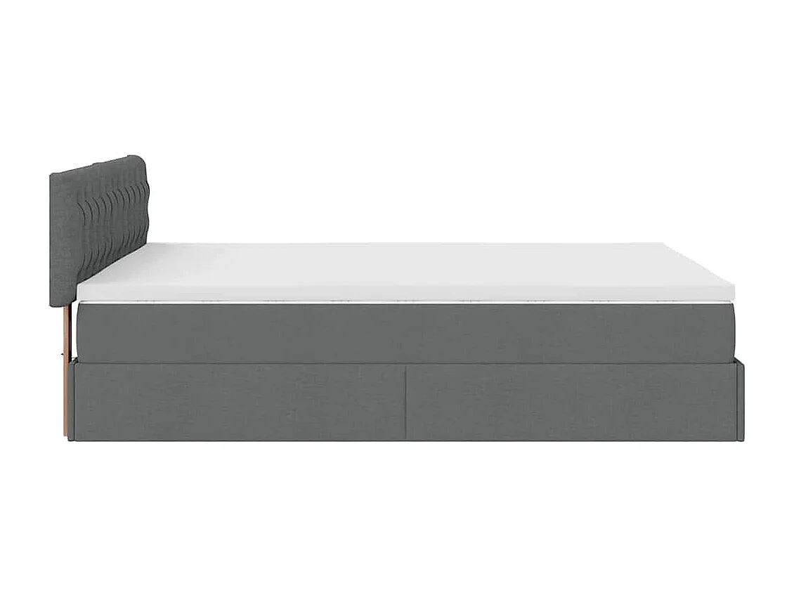 Lit ottoman avec matelas gris foncé 140x190 cm tissu