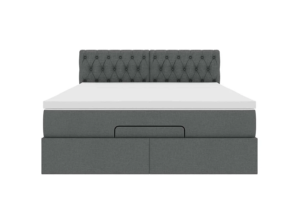 Ottoman-Bett mit Matratze Dunkelgrau 140x190 cm Stoff