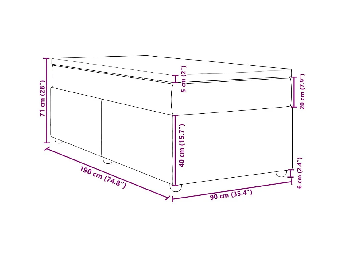 Boxspring met matras stof blauw 90x190 cm