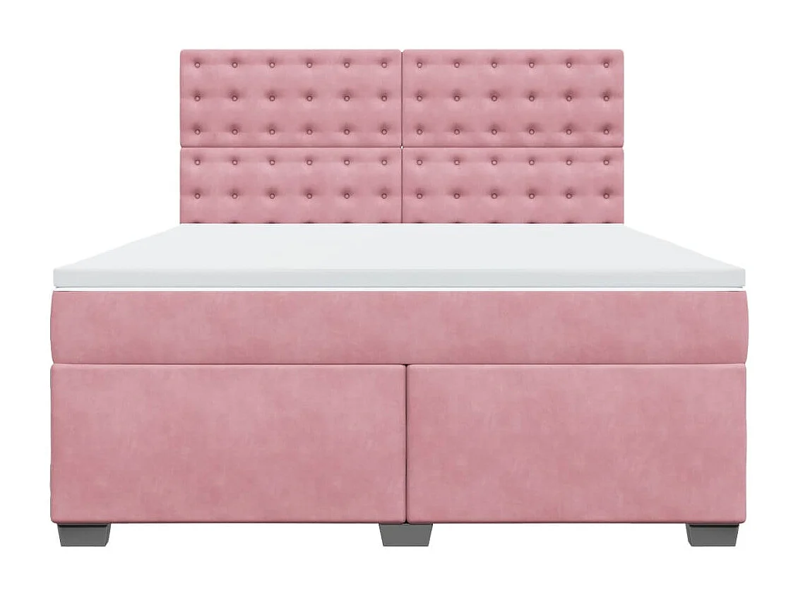 Giroletto a Molle con Materasso Rosa 180x200 cm in Velluto