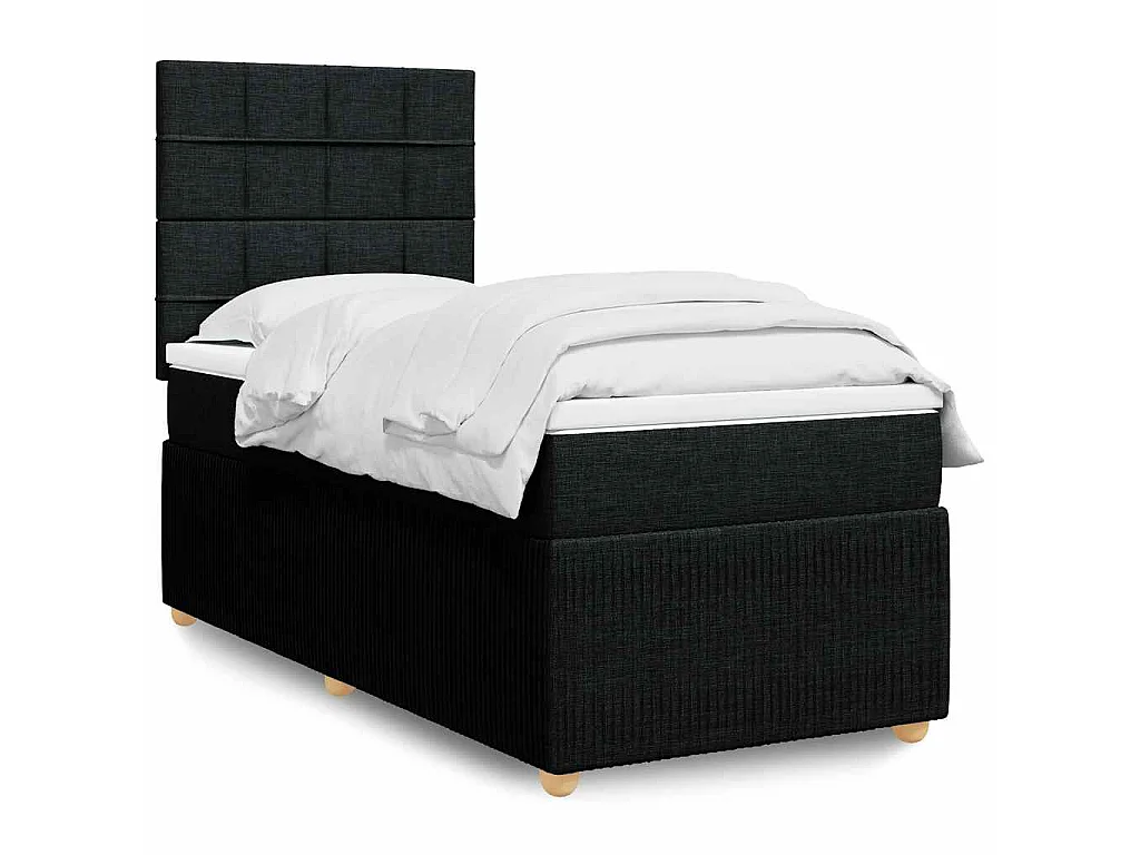 Sommier à lattes de lit avec matelas Noir 100x200 cm Tissu