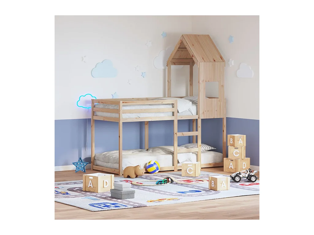 Letto a Castello senza Materasso 90x190 cm Legno di Pino