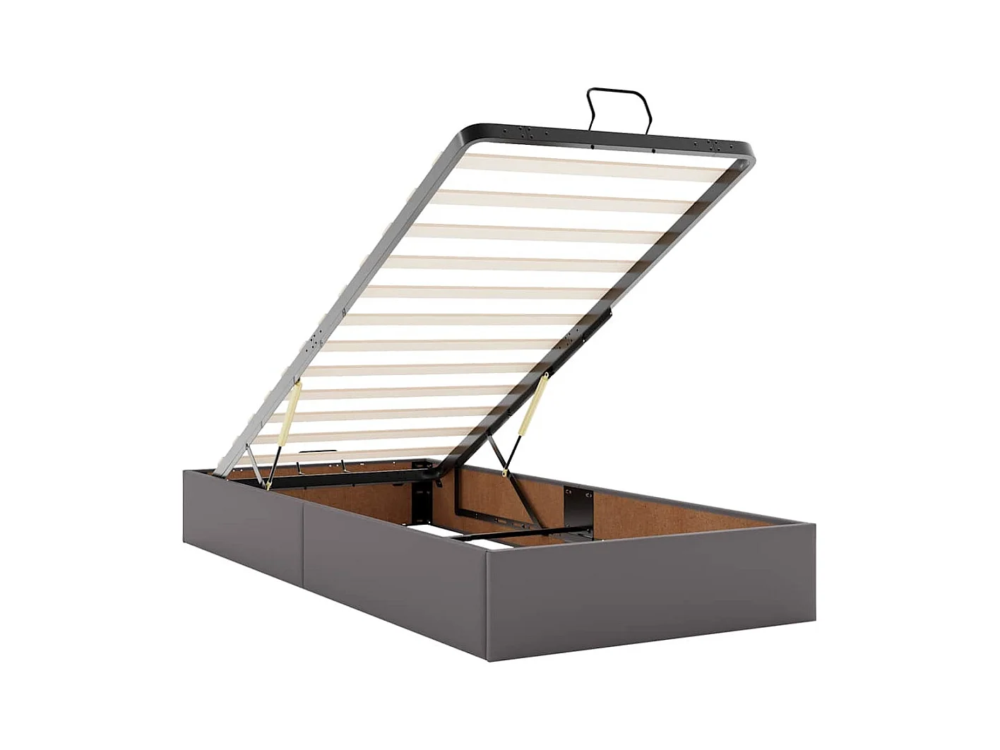 Ottoman-Bett mit Matratze Grau 100x200 cm Kunstleder